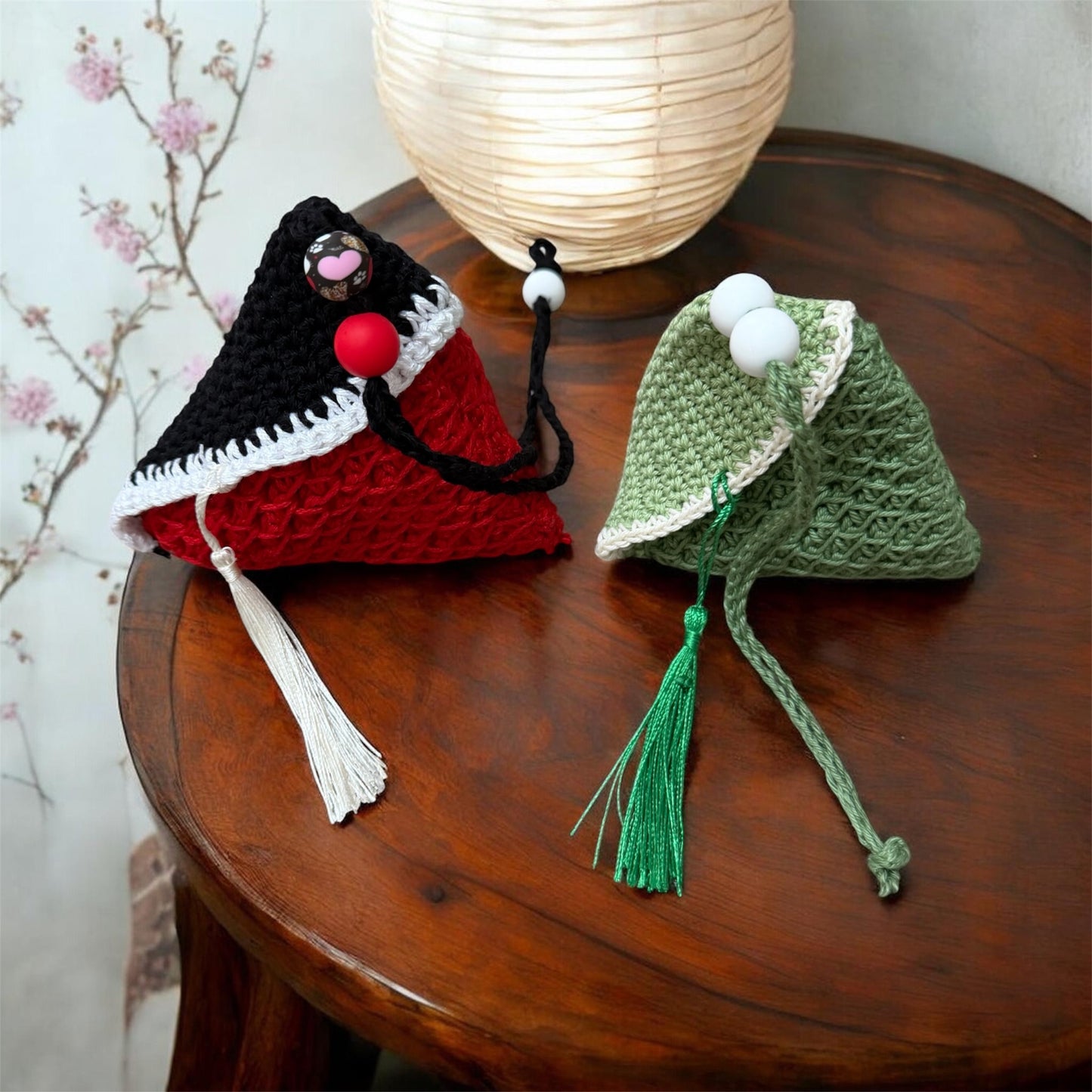 Handmade Crochet Dumpling Pouch – Mini Drawstring Coin Purse & Wallet