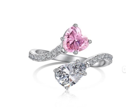 Avi Luxxe Pink Heart and Pear Diamond ring