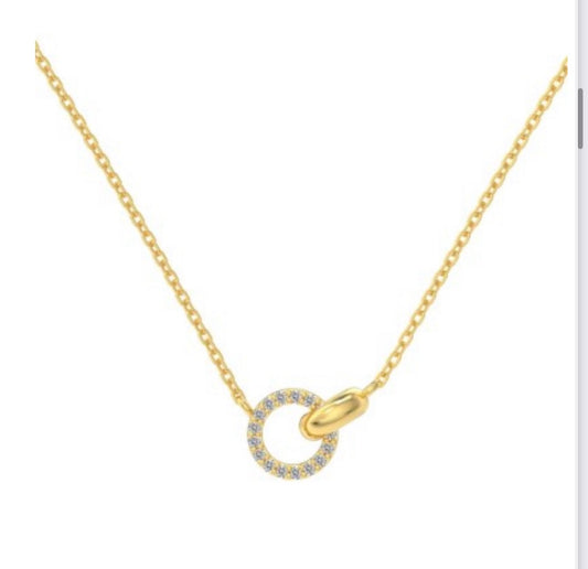 "Linked Grace" Circle Pendant Necklace Connection in Form. Sparkle in Spirit.