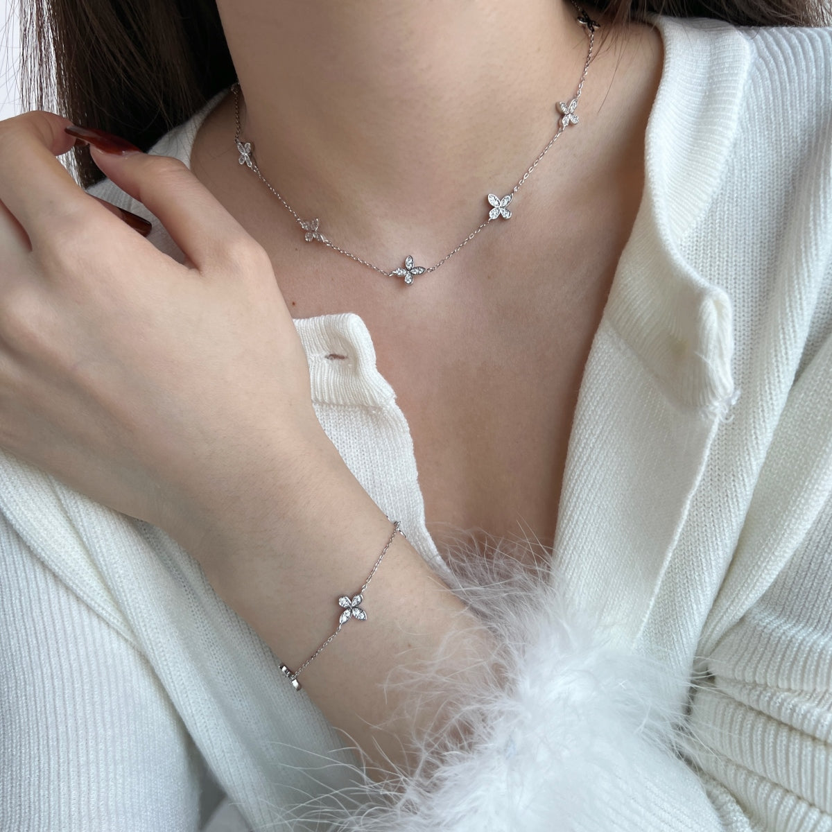 Jardin de Lune Necklace 925 Sterling Silver | 18K Gold or Rhodium Plating | 5A Cubic Zirconia