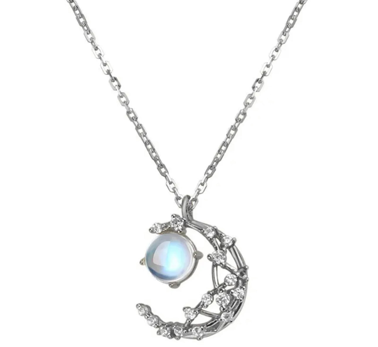 Moonstone Moon Necklace