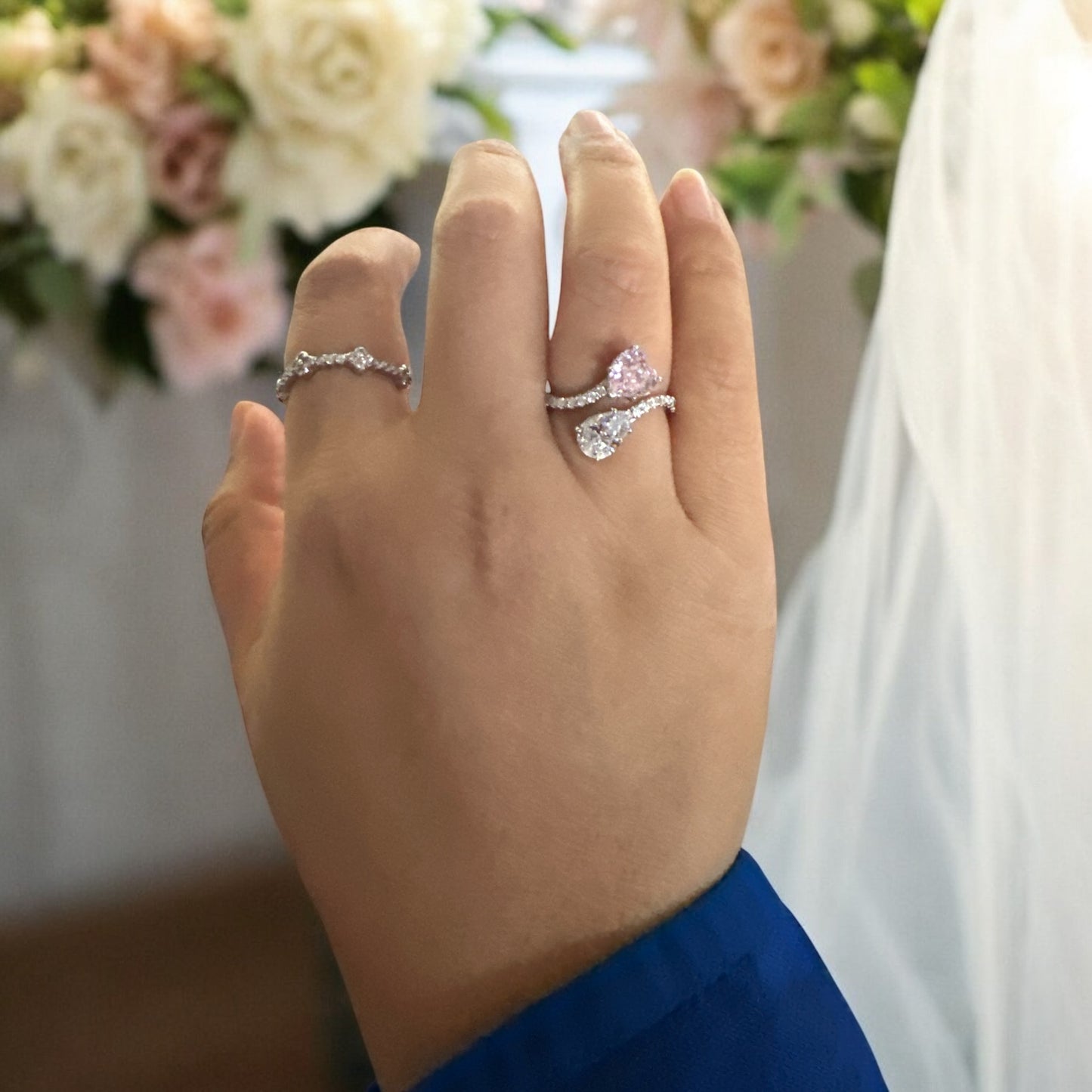 Avi Luxxe Pink Heart and Pear Diamond ring