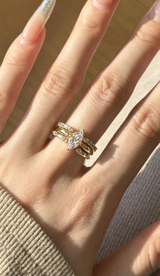 "Celeste" Marquise Trio Ring Set Vintage Romance. Modern Magic.