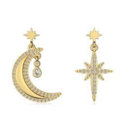 "Lunar Radiance" Mismatched Earrings A Star. A Moon. A Story in Asymmetry.
