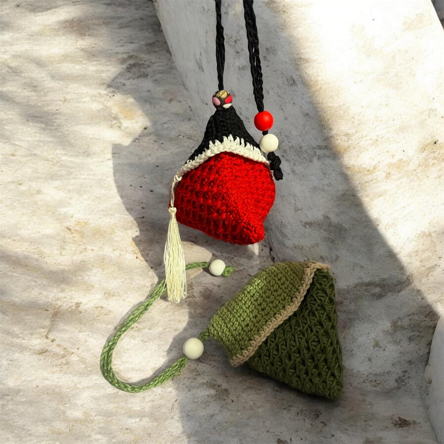 Handmade Crochet Dumpling Pouch – Mini Drawstring Coin Purse & Wallet