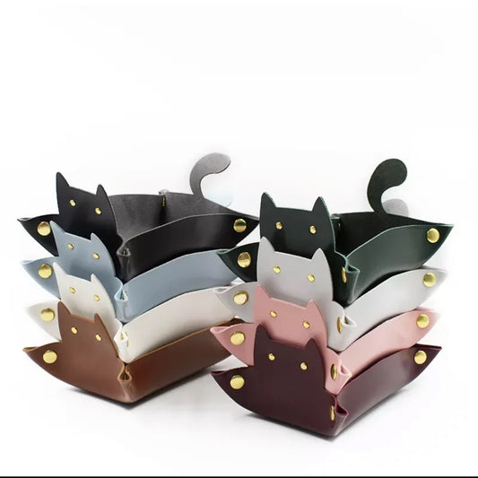 Customized Cat Leather Storage Tray